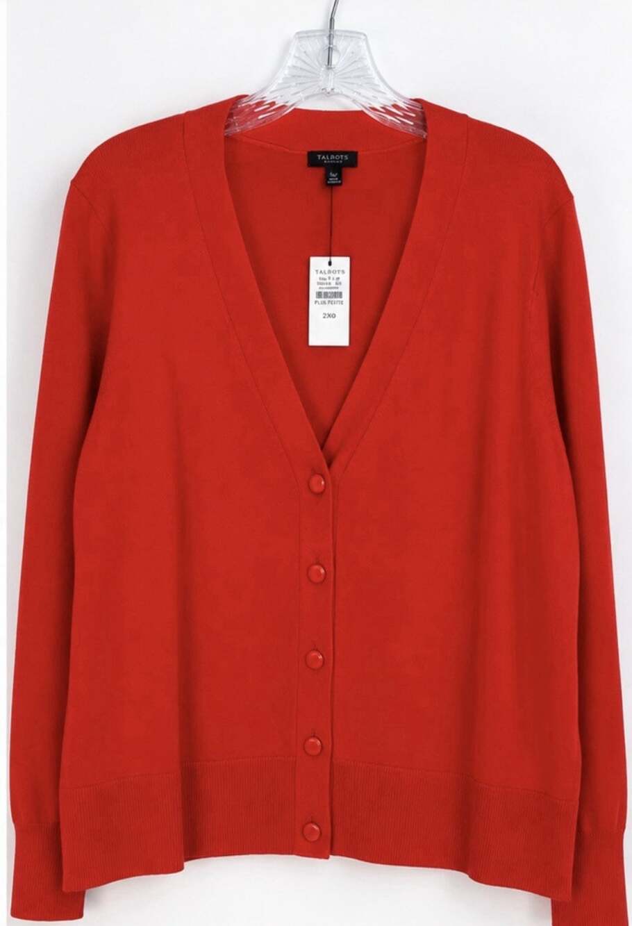NWT Talbots Cardigan Sweater 2XP Red V Neck Button Front Plus Petite Holiday